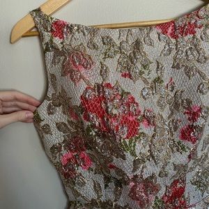 Vintage 50s/60s foil floral cocktail dress with low back